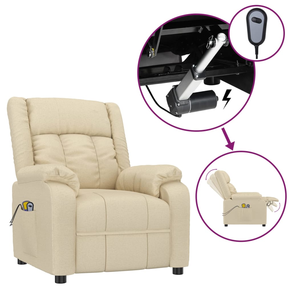 eldrevet massagestol stof cremefarvet