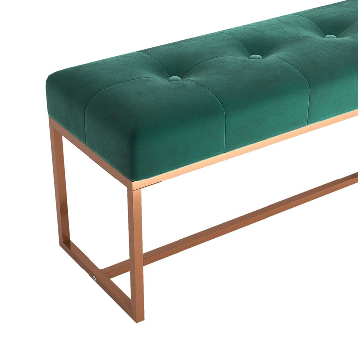 bænk 110x36x45 cm velour mørkegrøn
