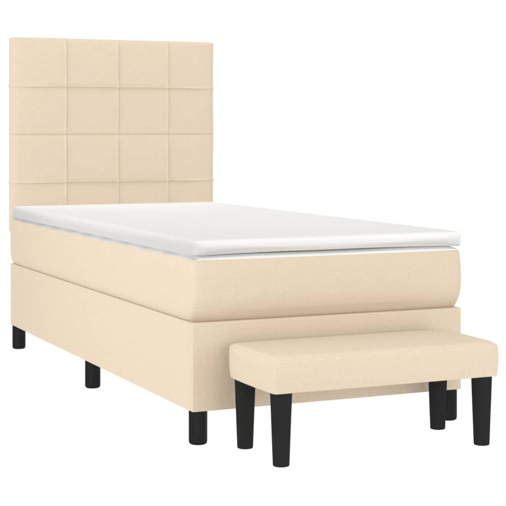 kontinentalseng med madras 90x200 cm stof cremefarvet