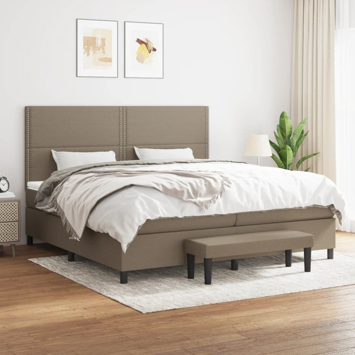kontinentalseng med madras 200x200 cm stof gråbrun