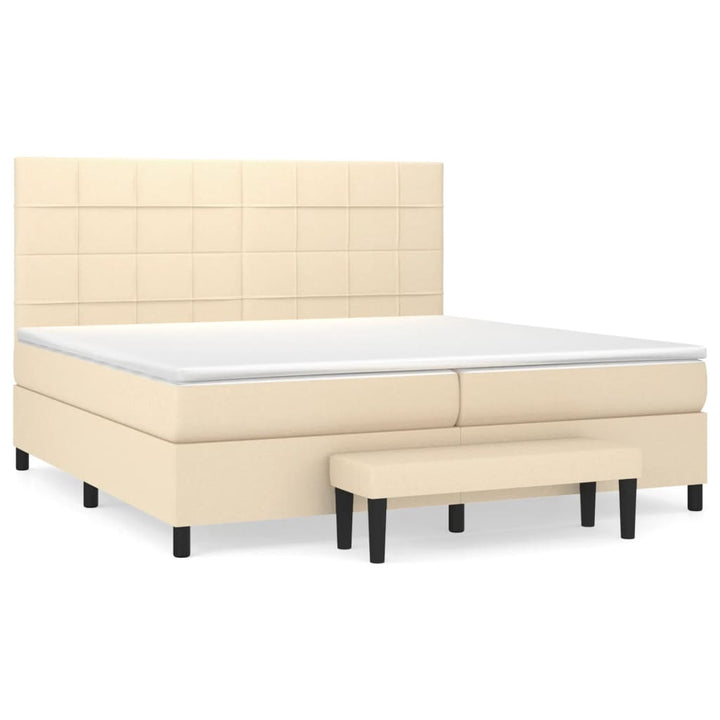 kontinentalseng med madras 200x200 cm stof cremefarvet