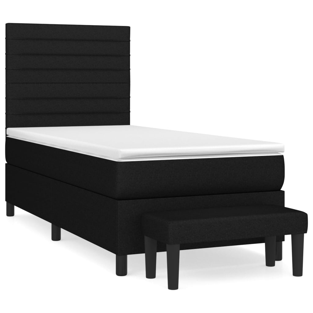 kontinentalseng med madras 90x190 cm stof sort