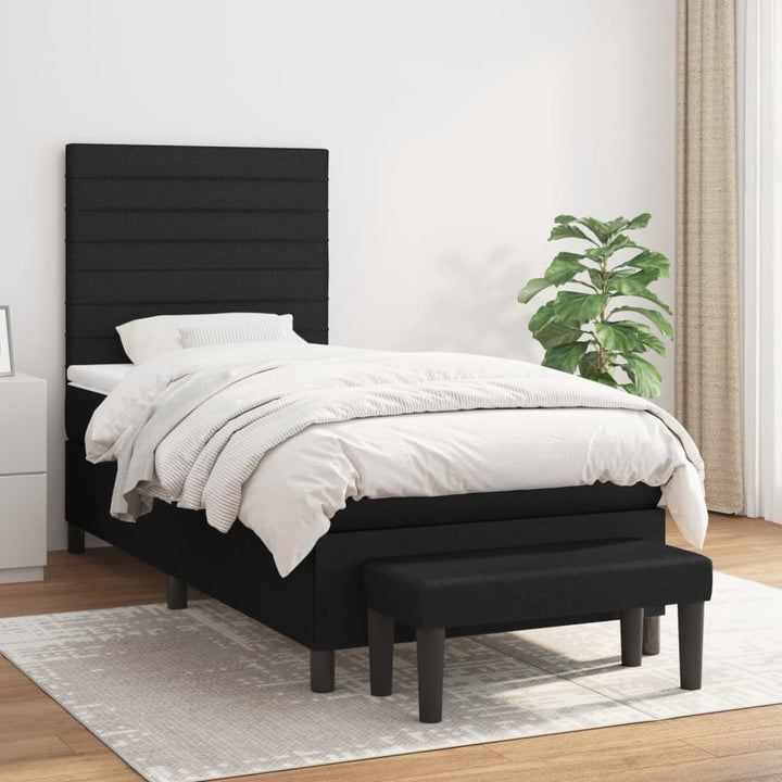 kontinentalseng med madras 90x190 cm stof sort