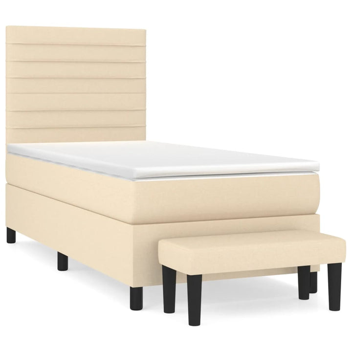 kontinentalseng med madras 90x190 cm stof cremefarvet