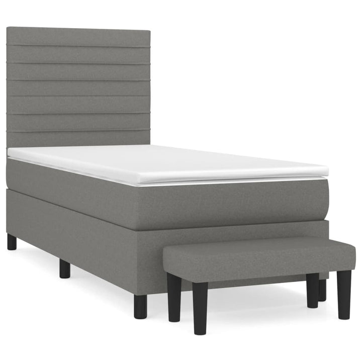 kontinentalseng med madras 90x200 cm stof mørkegrå