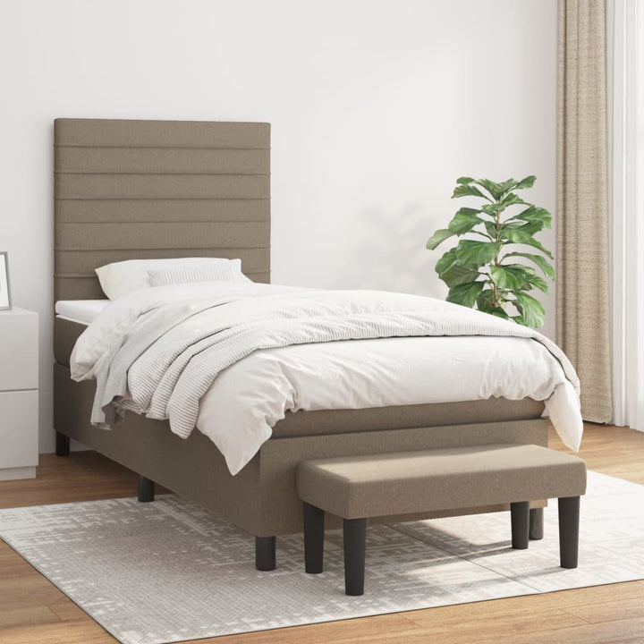 kontinentalseng med madras 90x200 cm stof gråbrun