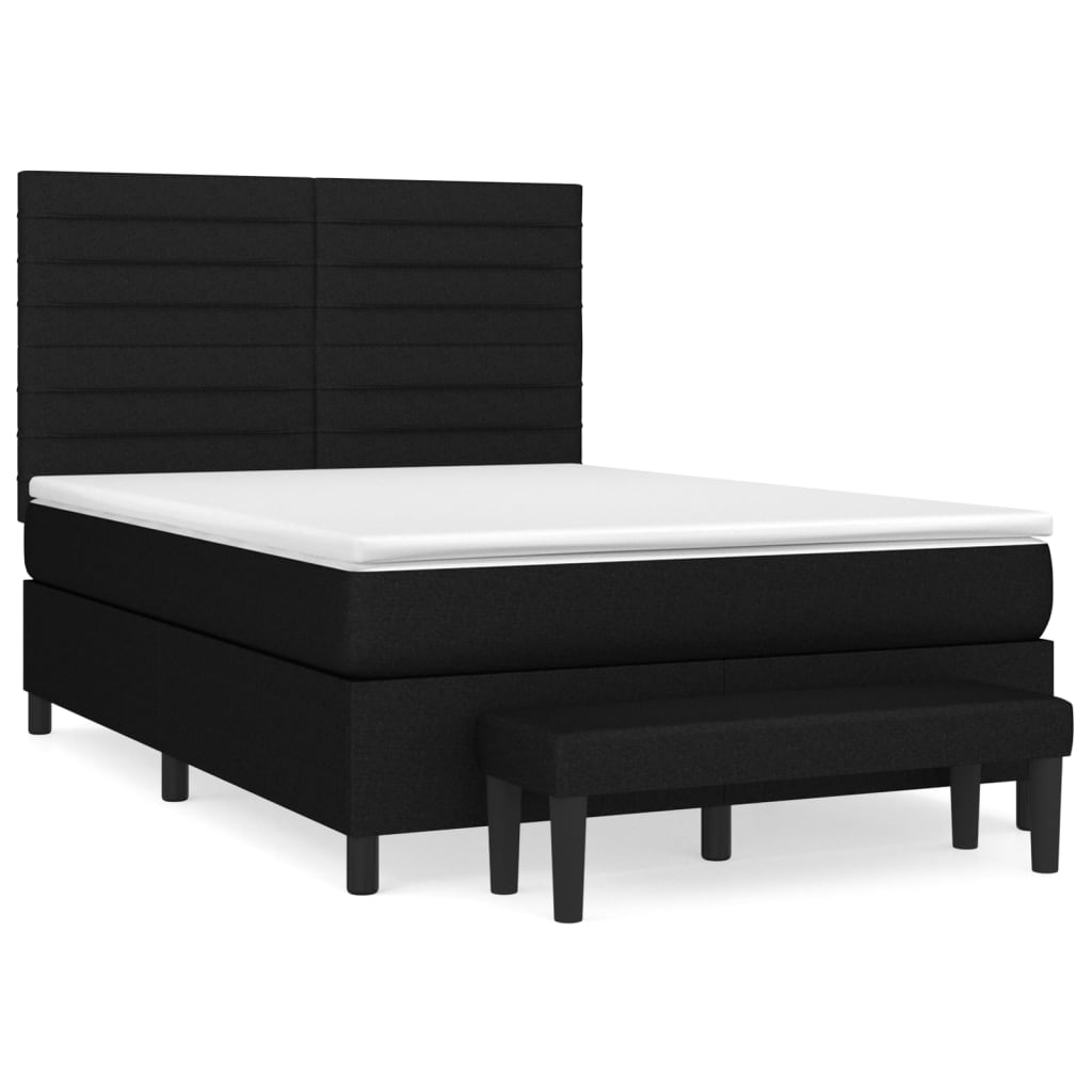 kontinentalseng med madras 140x190 cm stof sort