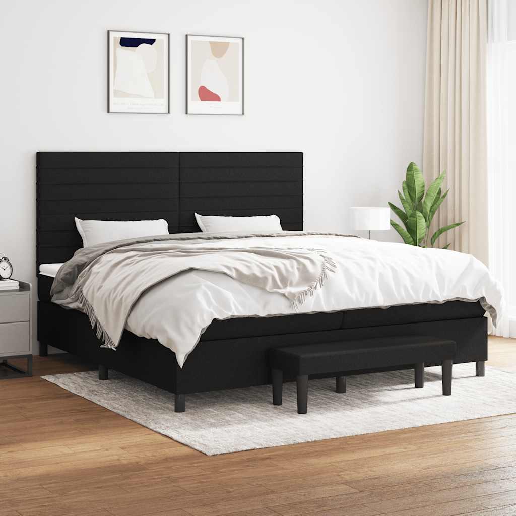 kontinentalseng med madras 200x200 cm stof sort