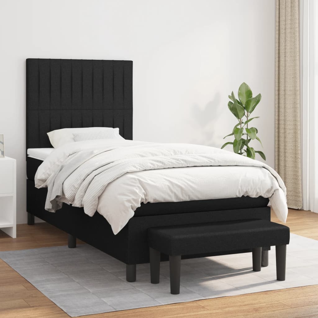 kontinentalseng med madras 90x190 cm stof sort