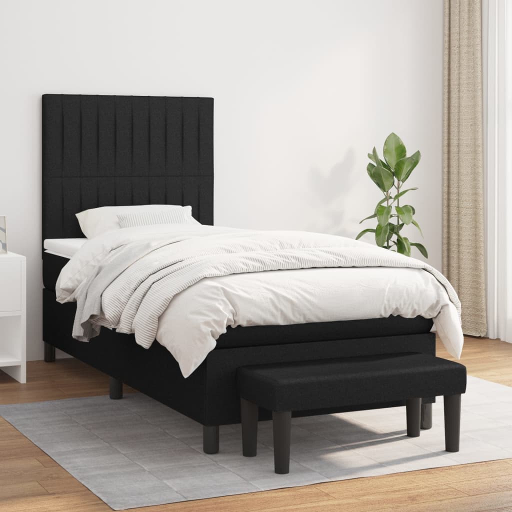 kontinentalseng med madras 90x200 cm stof sort