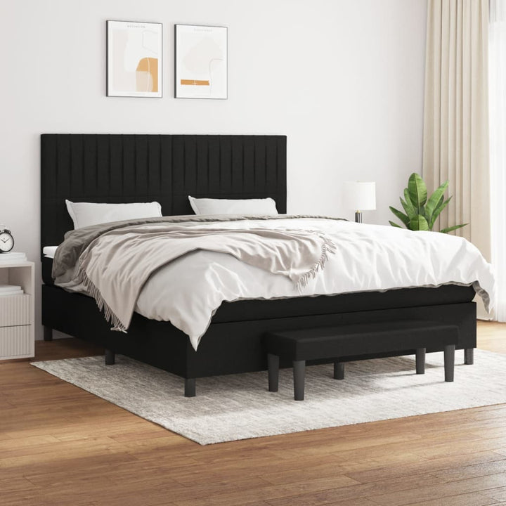 kontinentalseng med madras 160x200 cm stof sort