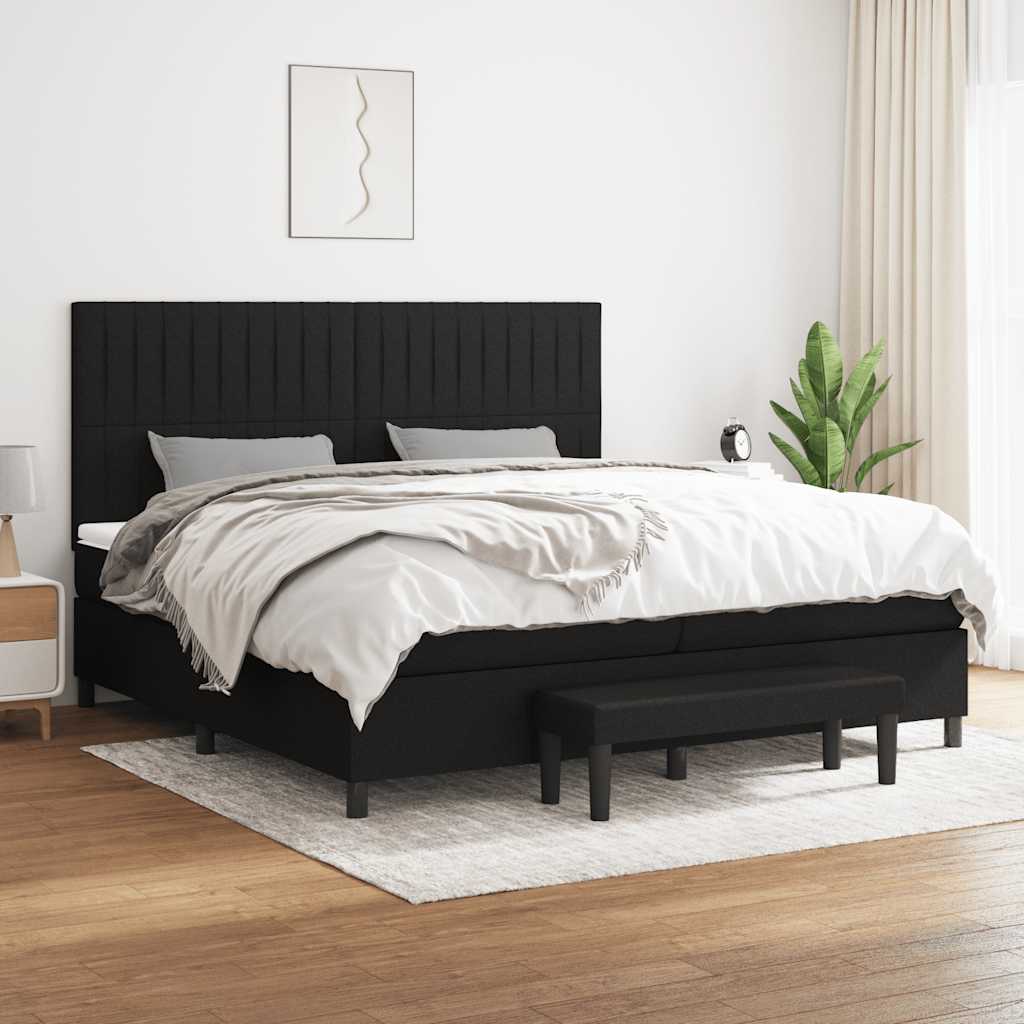 kontinentalseng med madras 200x200 cm stof sort