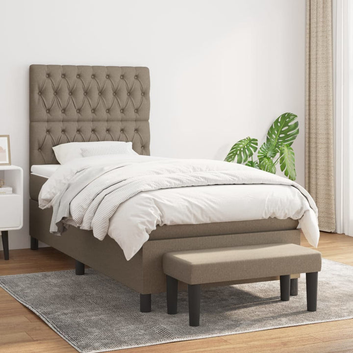 kontinentalseng med madras 90x190 cm stof gråbrun