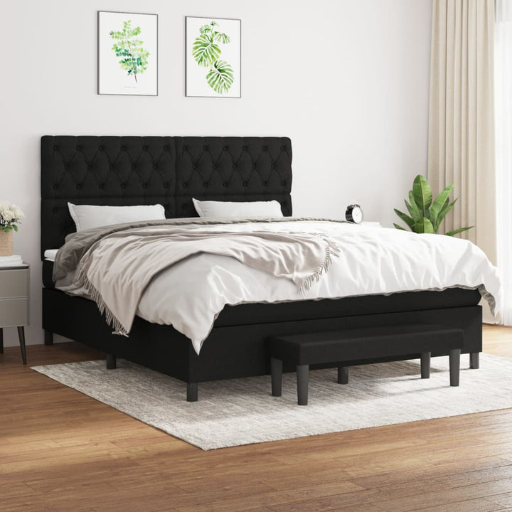 kontinentalseng med madras 160x200 cm stof sort