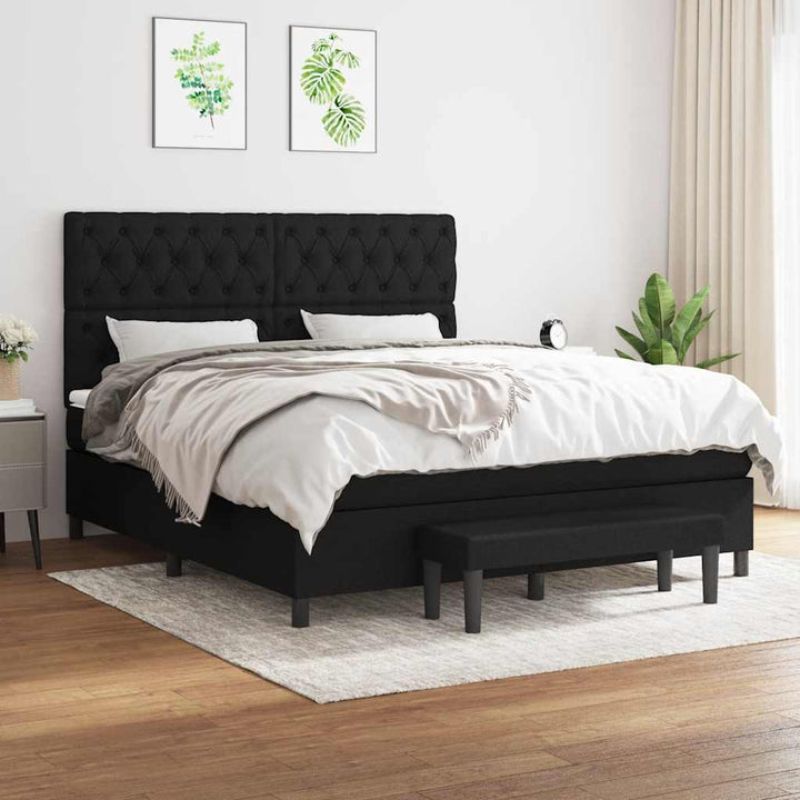 kontinentalseng med madras 160x200 cm stof sort