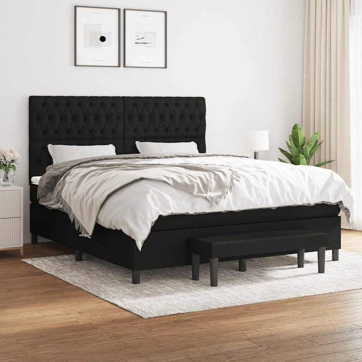 kontinentalseng med madras 180x200 cm stof sort