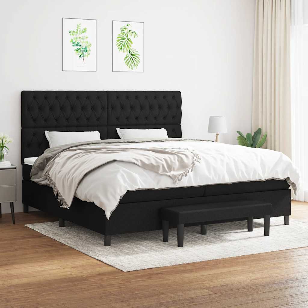 kontinentalseng med madras 200x200 cm stof sort