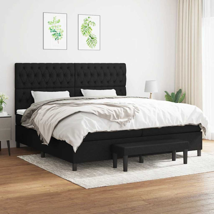 kontinentalseng med madras 200x200 cm stof sort