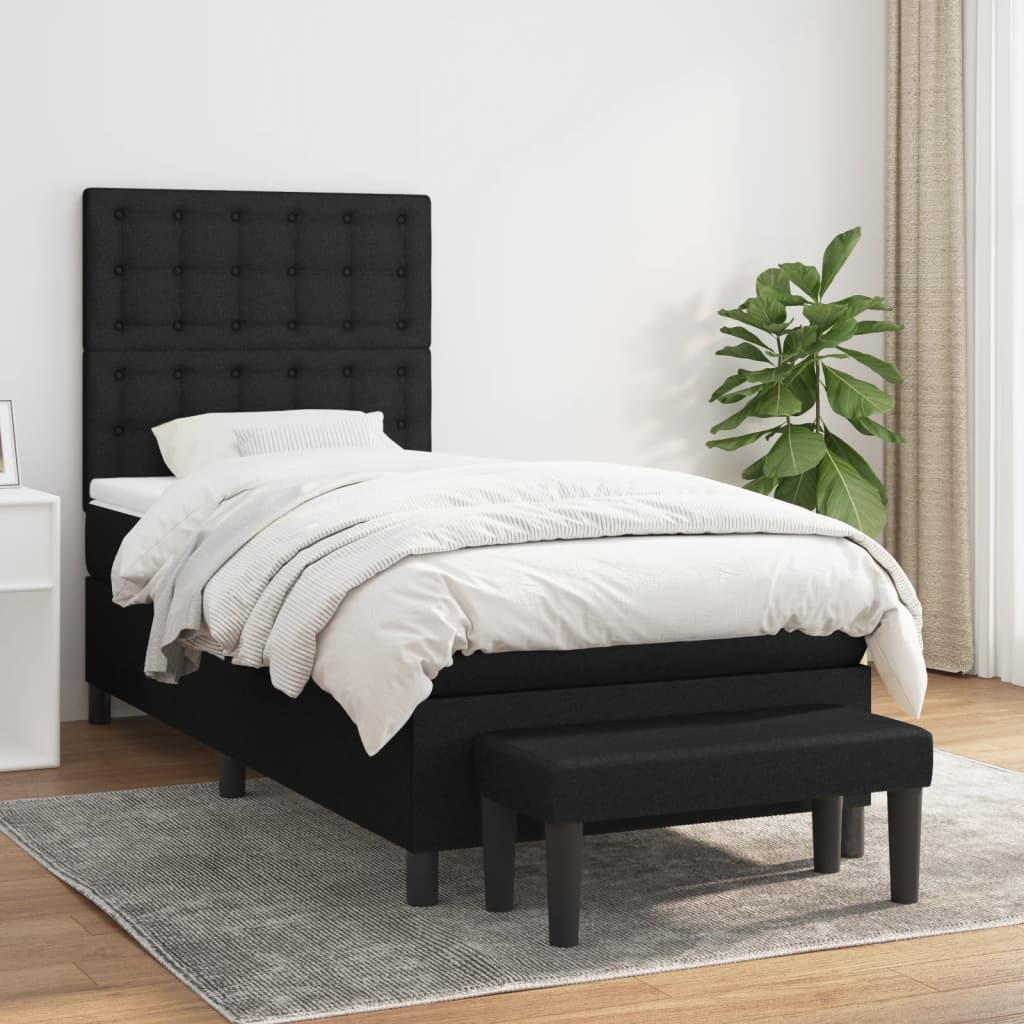 kontinentalseng med madras 90x200 cm stof sort