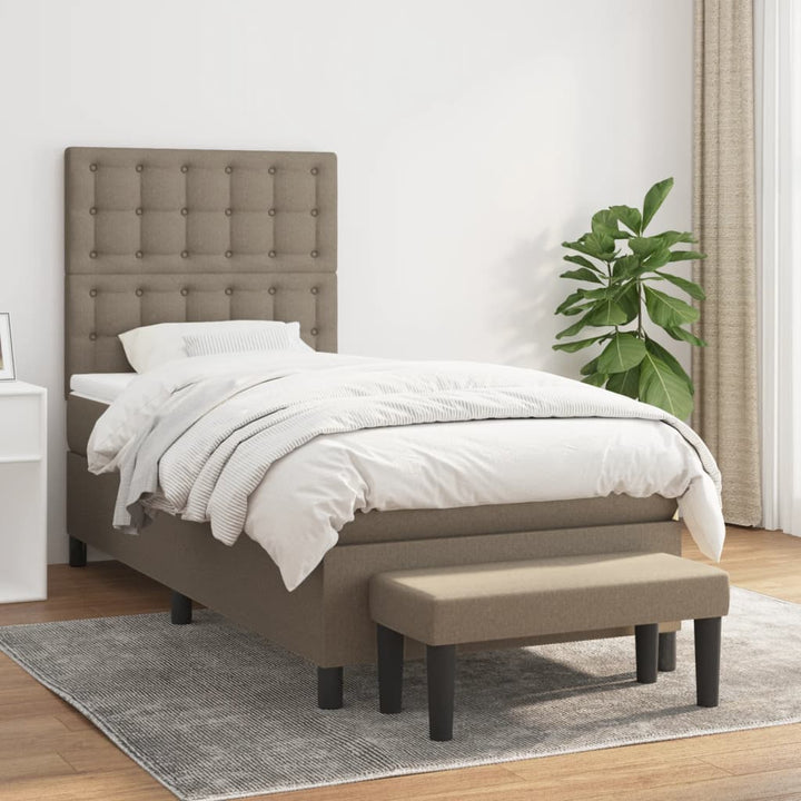 kontinentalseng med madras 90x200 cm stof gråbrun