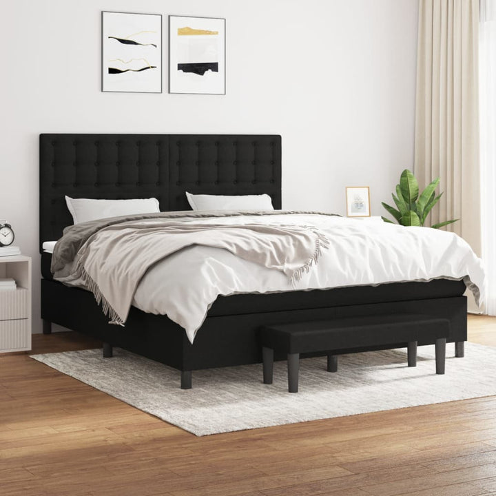 kontinentalseng med madras 160x200 cm stof sort