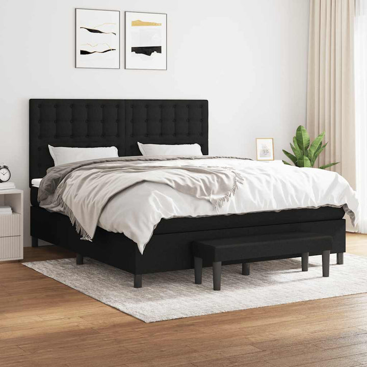 kontinentalseng med madras 180x200 cm stof sort