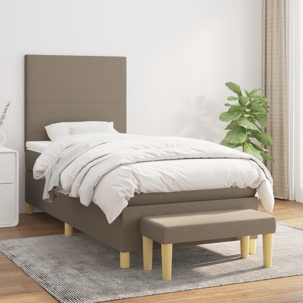 kontinentalseng med madras 80x200 cm stof gråbrun