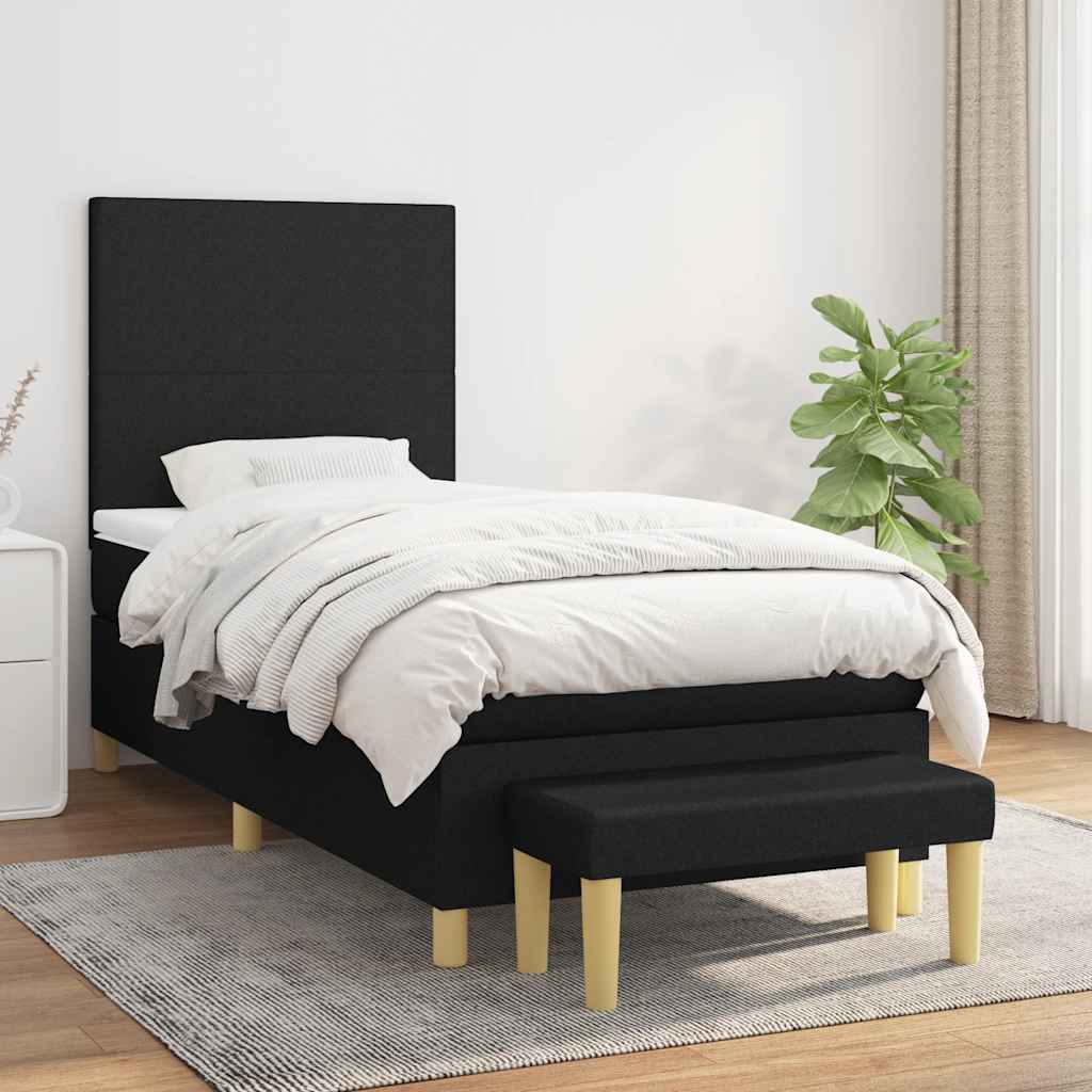 kontinentalseng med madras 90x190 cm stof sort