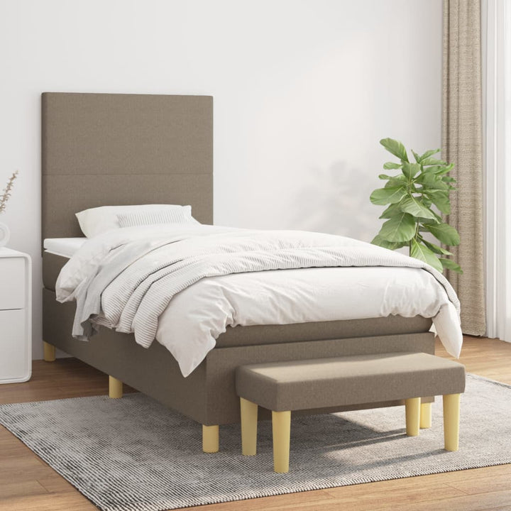 kontinentalseng med madras 100x200 cm stof gråbrun