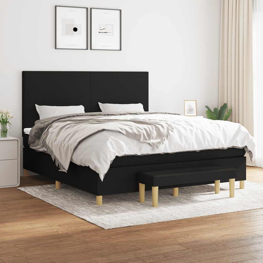 kontinentalseng med madras 160x200 cm stof sort