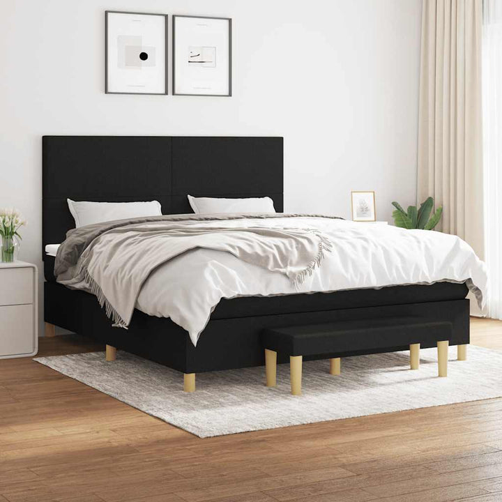 kontinentalseng med madras 160x200 cm stof sort
