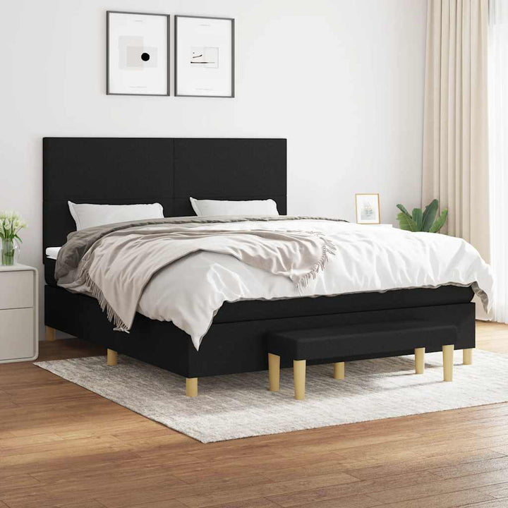 kontinentalseng med madras 180x200 cm stof sort