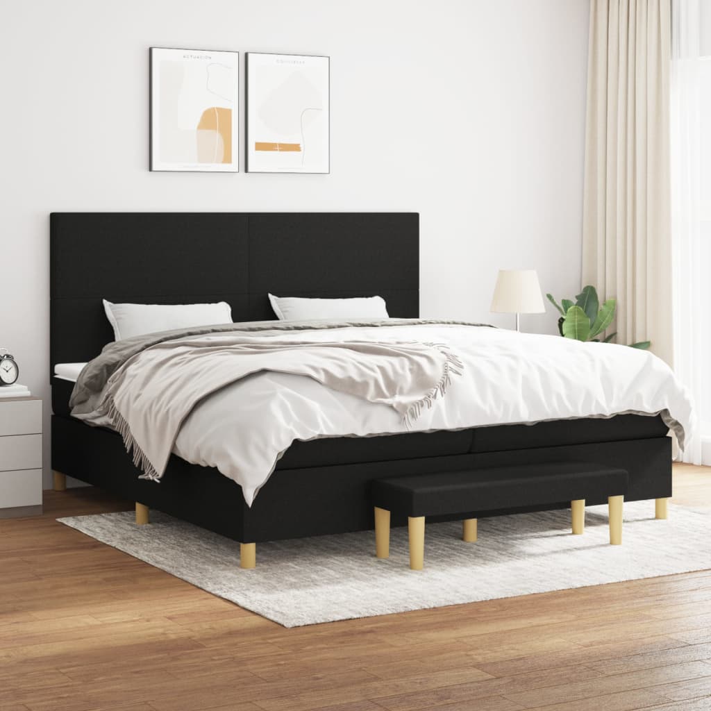 kontinentalseng med madras 200x200 cm stof sort