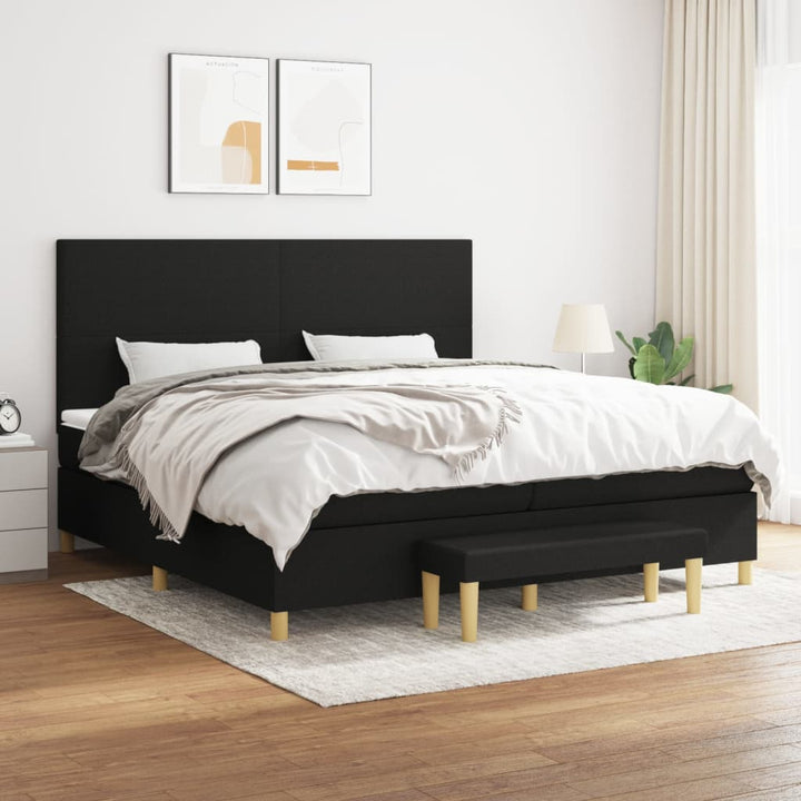 kontinentalseng med madras 200x200 cm stof sort