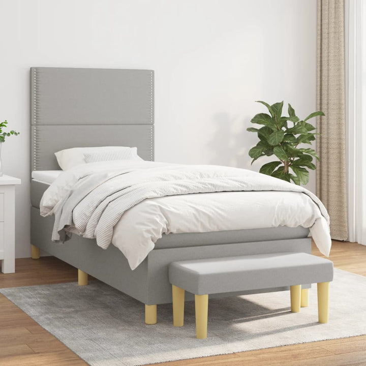 kontinentalseng med madras 90x190 cm stof lysegrå