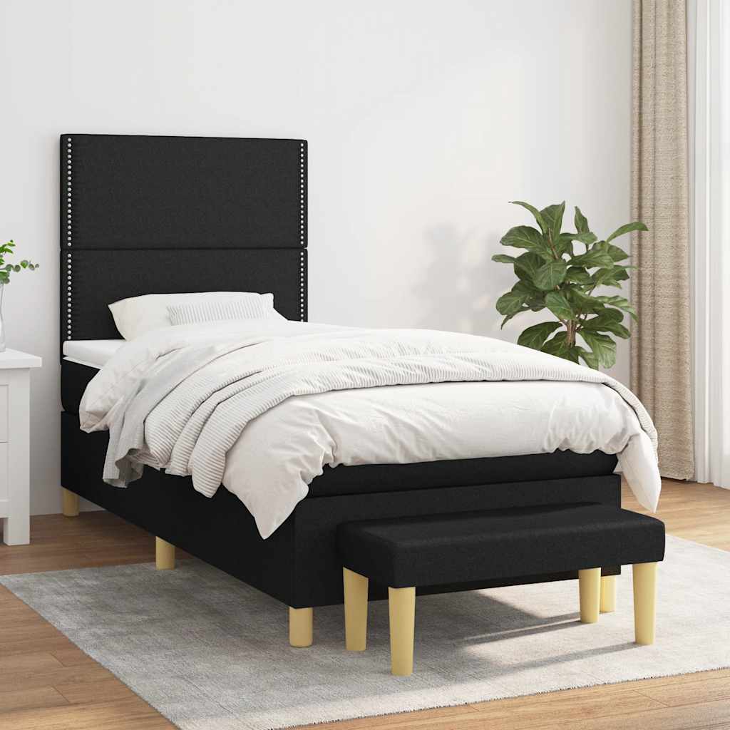 kontinentalseng med madras 90x190 cm stof sort