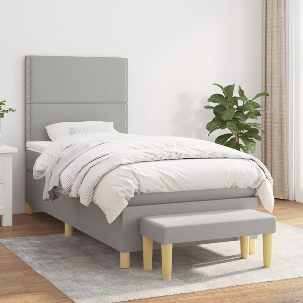 kontinentalseng med madras 90x200 cm stof lysegrå