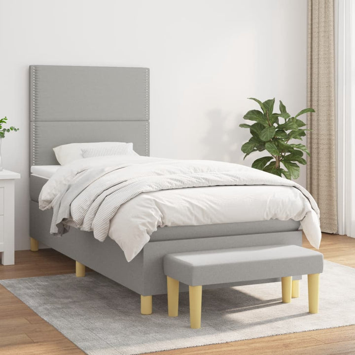 kontinentalseng med madras 90x200 cm stof lysegrå