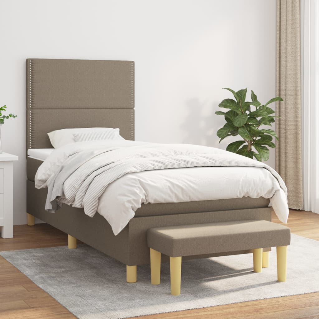 kontinentalseng med madras 90x200 cm stof gråbrun