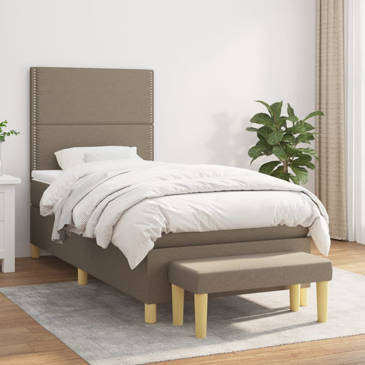 kontinentalseng med madras 90x200 cm stof gråbrun