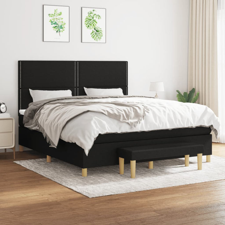kontinentalseng med madras 160x200 cm stof sort