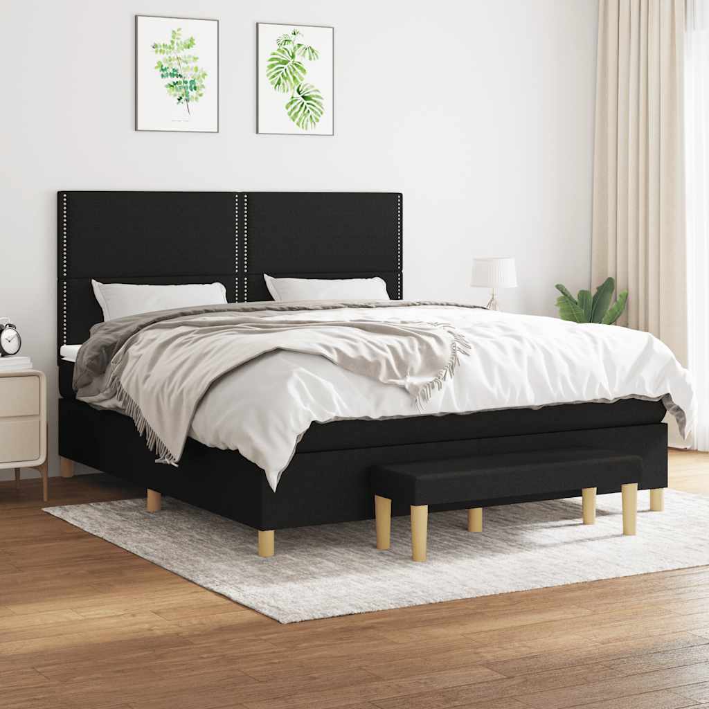 kontinentalseng med madras 180x200 cm stof sort