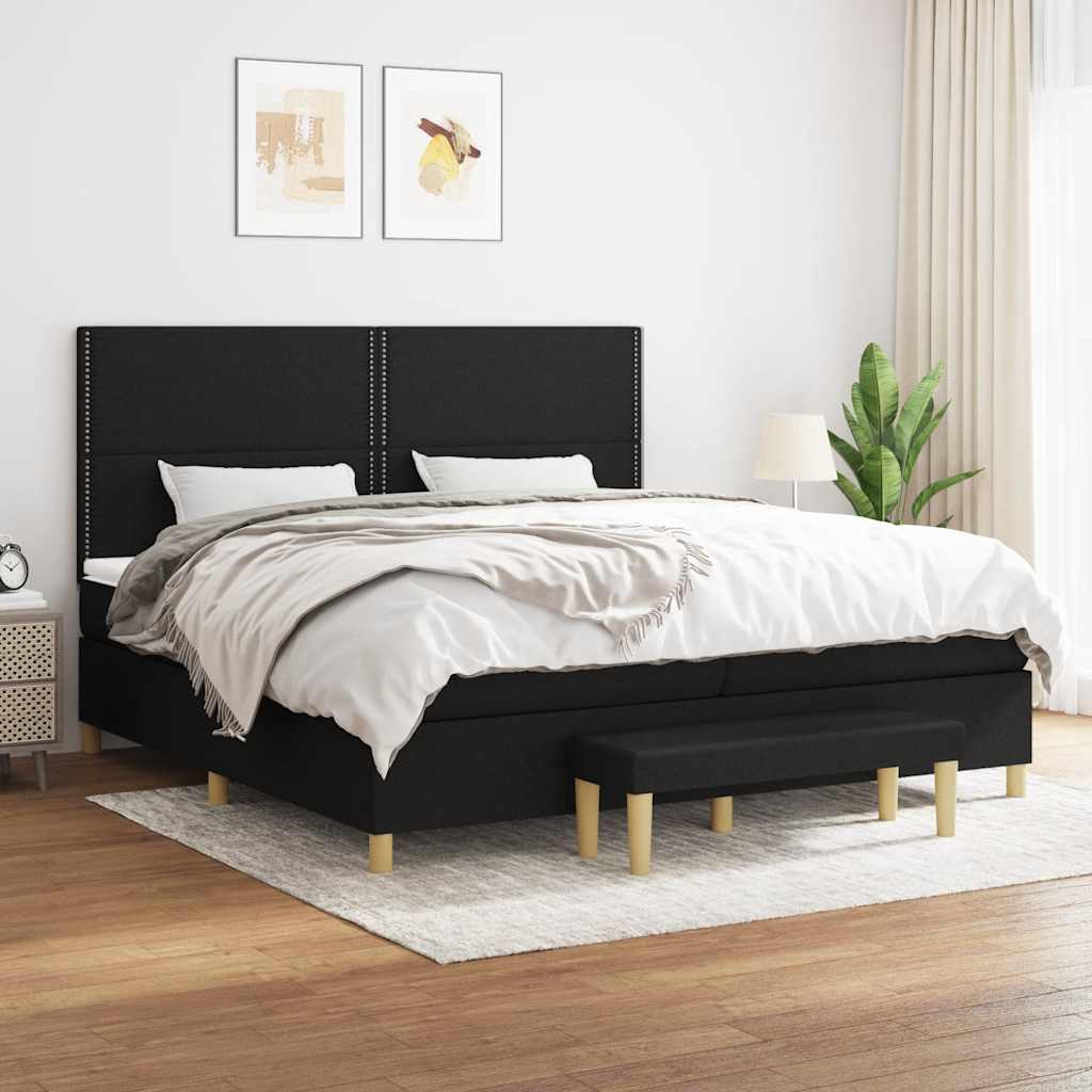 kontinentalseng med madras 200x200 cm stof sort