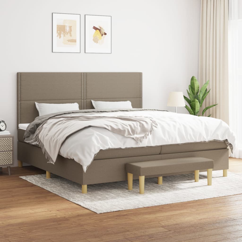 kontinentalseng med madras 200x200 cm stof gråbrun