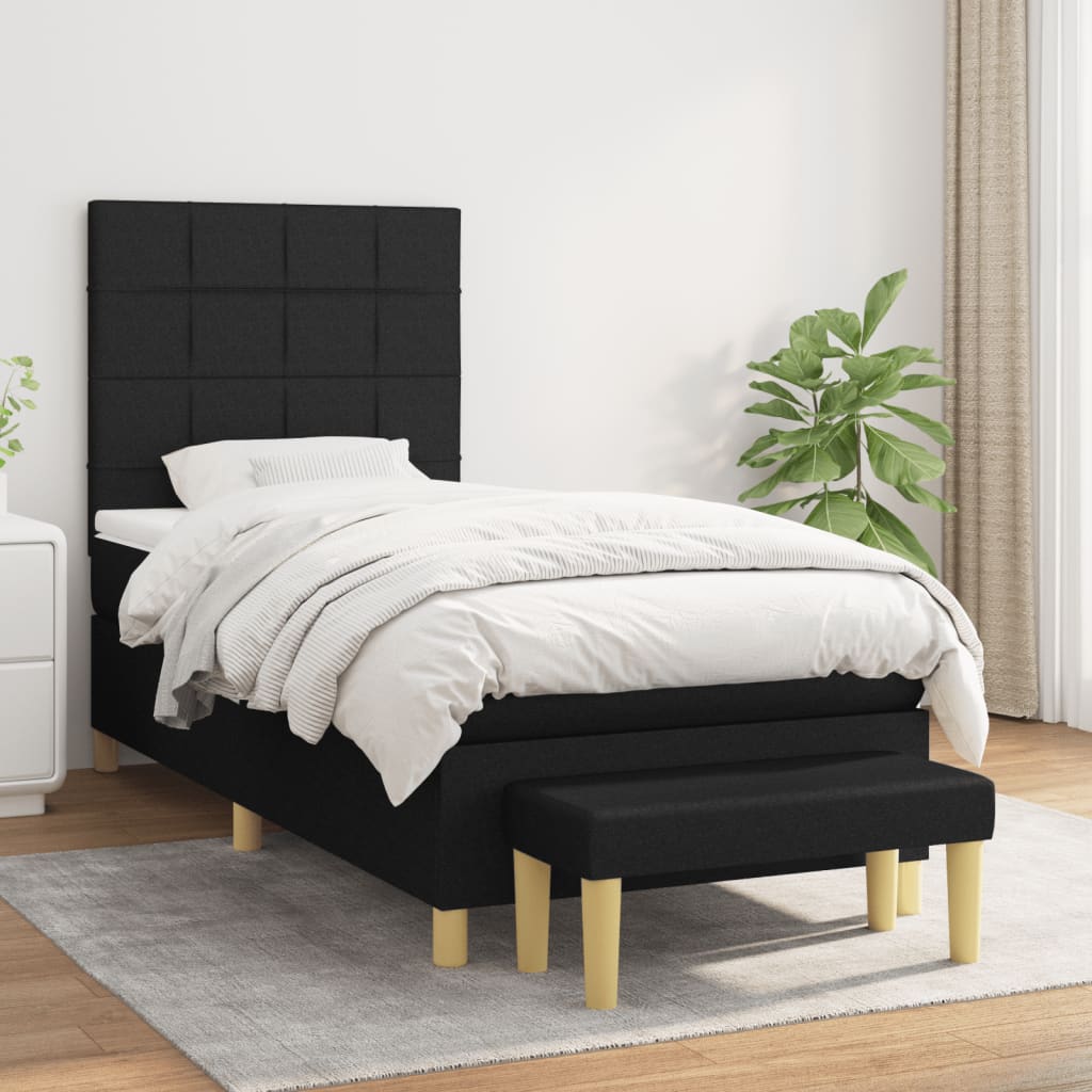 kontinentalseng med madras 80x200 cm stof sort
