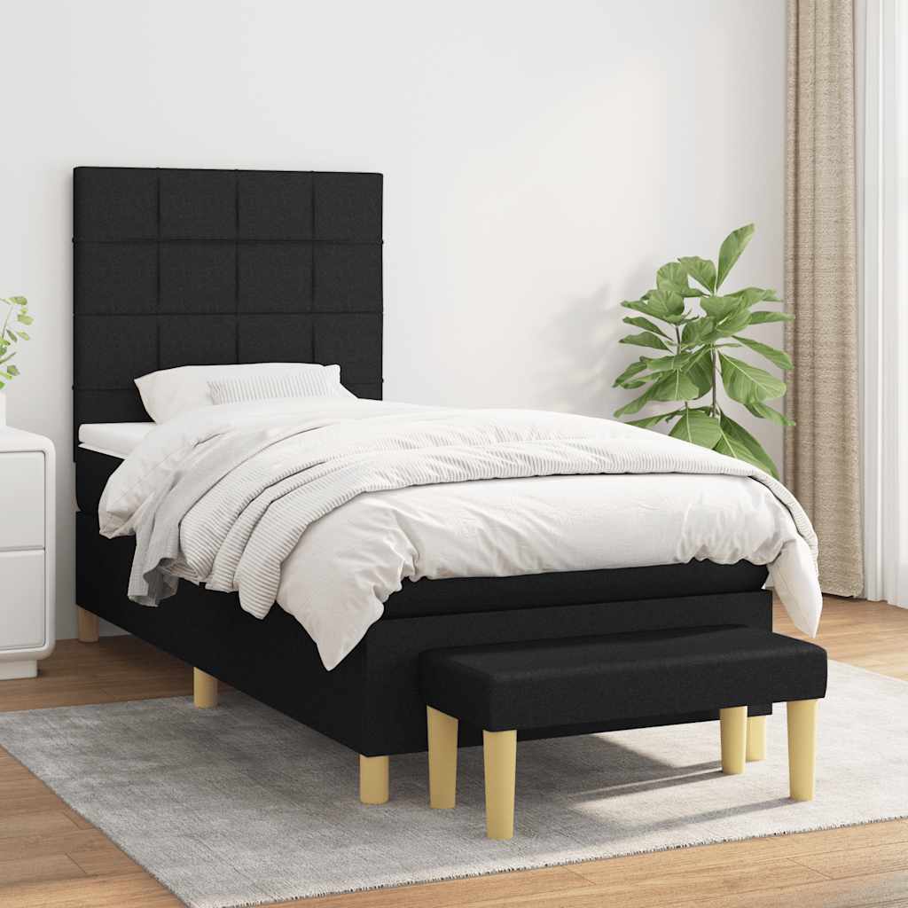 kontinentalseng med madras 90x190 cm stof sort