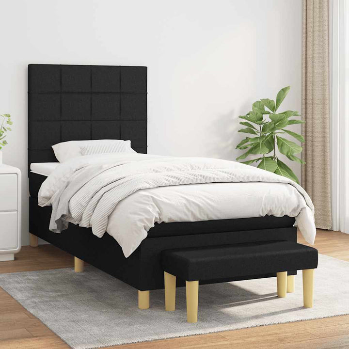 kontinentalseng med madras 90x190 cm stof sort