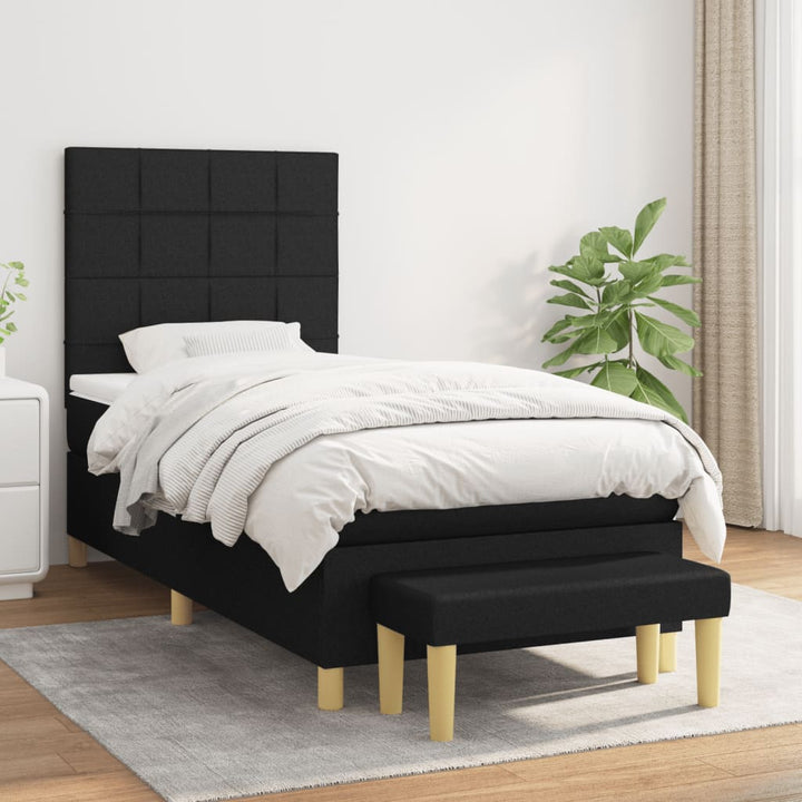 kontinentalseng med madras 100x200 cm stof sort
