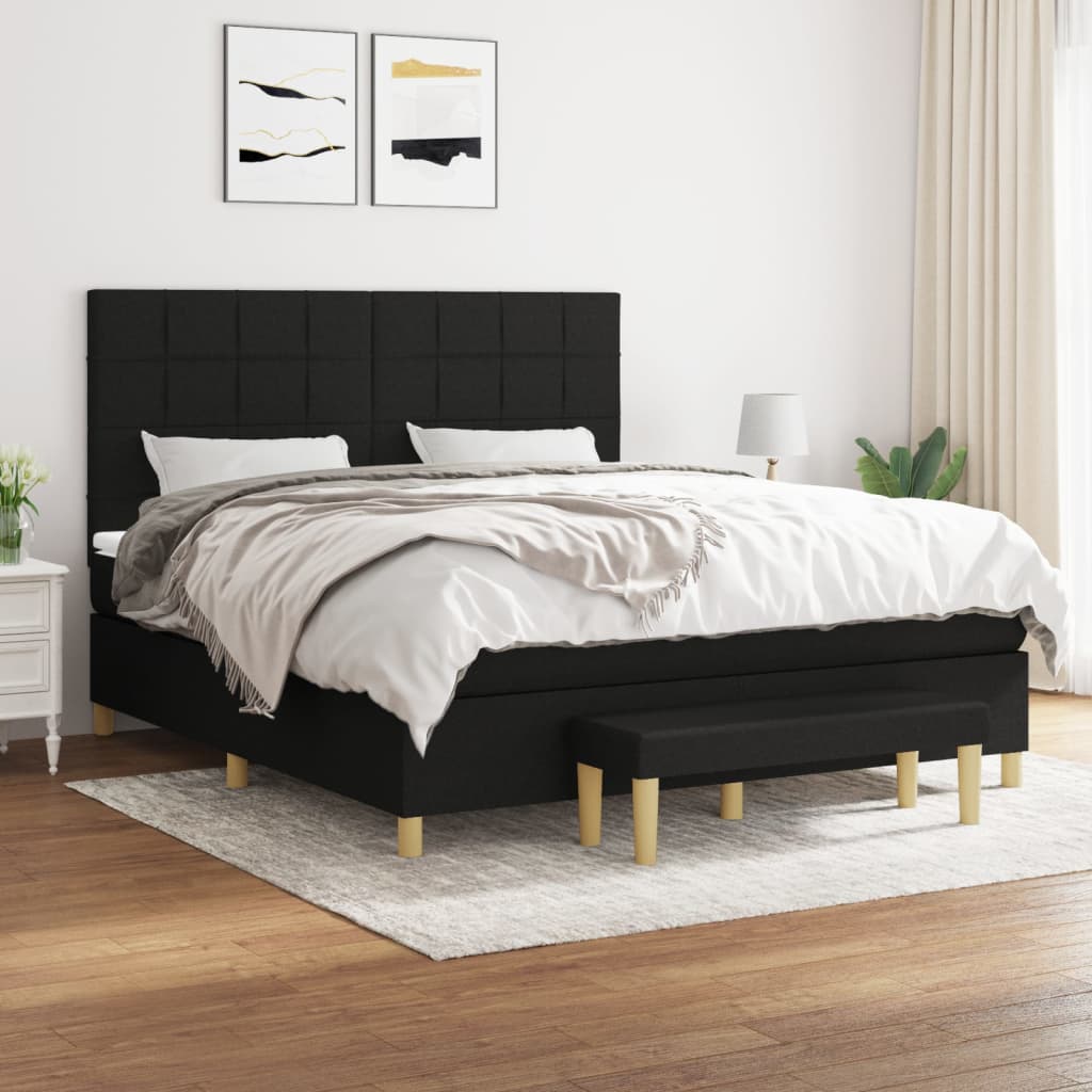 kontinentalseng med madras 180x200 cm stof sort