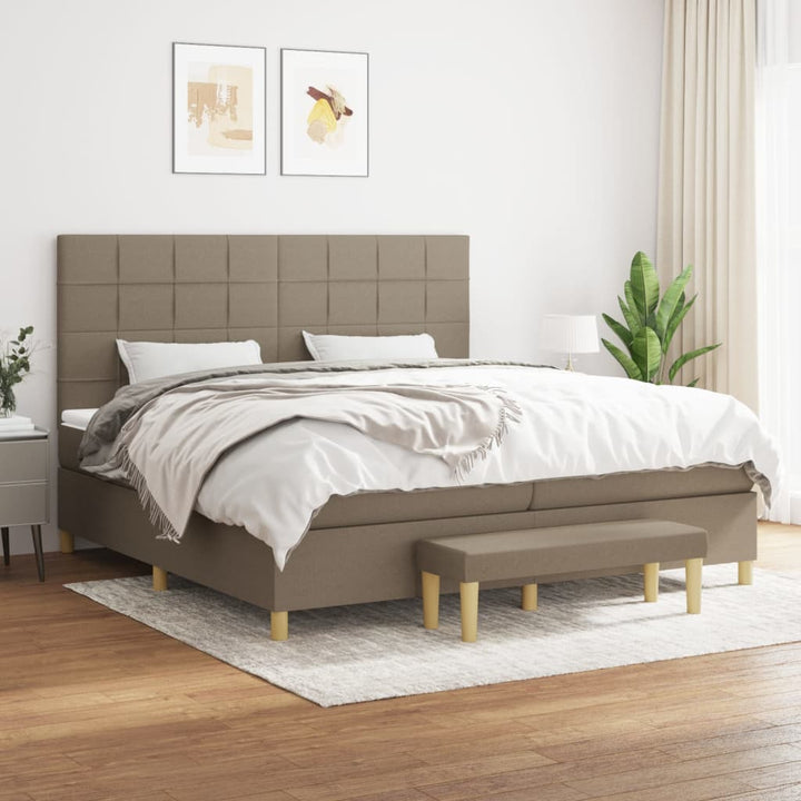 kontinentalseng med madras 200x200 cm stof gråbrun